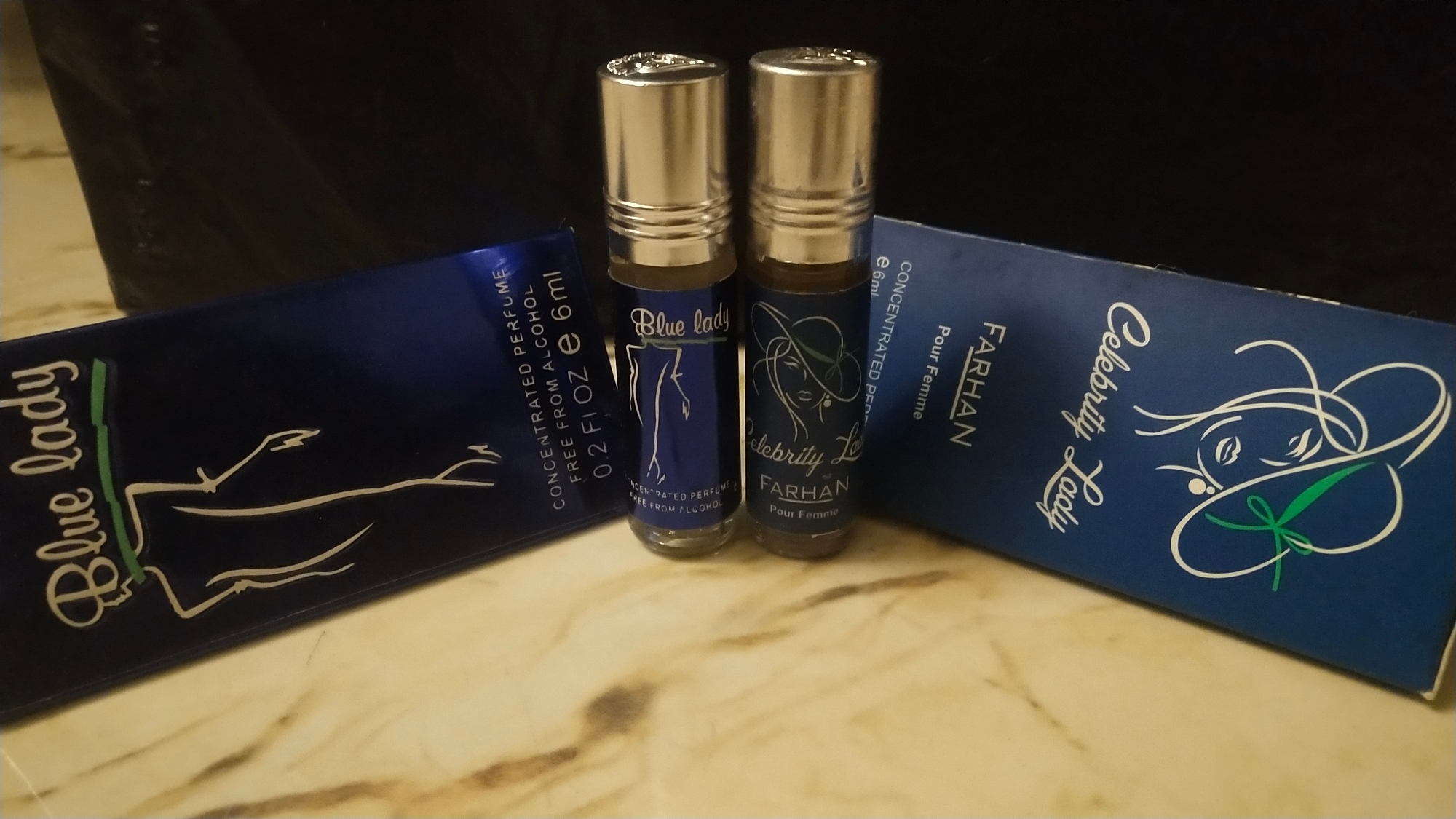 Picture of Combo of Celebrity Lady & Blue Lady by Al Farhan Concentrated Perfume Oil Long Lasting Non-alcoholic Fragrance - 6ml+6ml Picture of Combo of Celebrity Lady & Blue Lady by Al Farhan Concentrated Perfume Oil Long Lasting Non-alcoholic Fragrance - 6ml+6ml