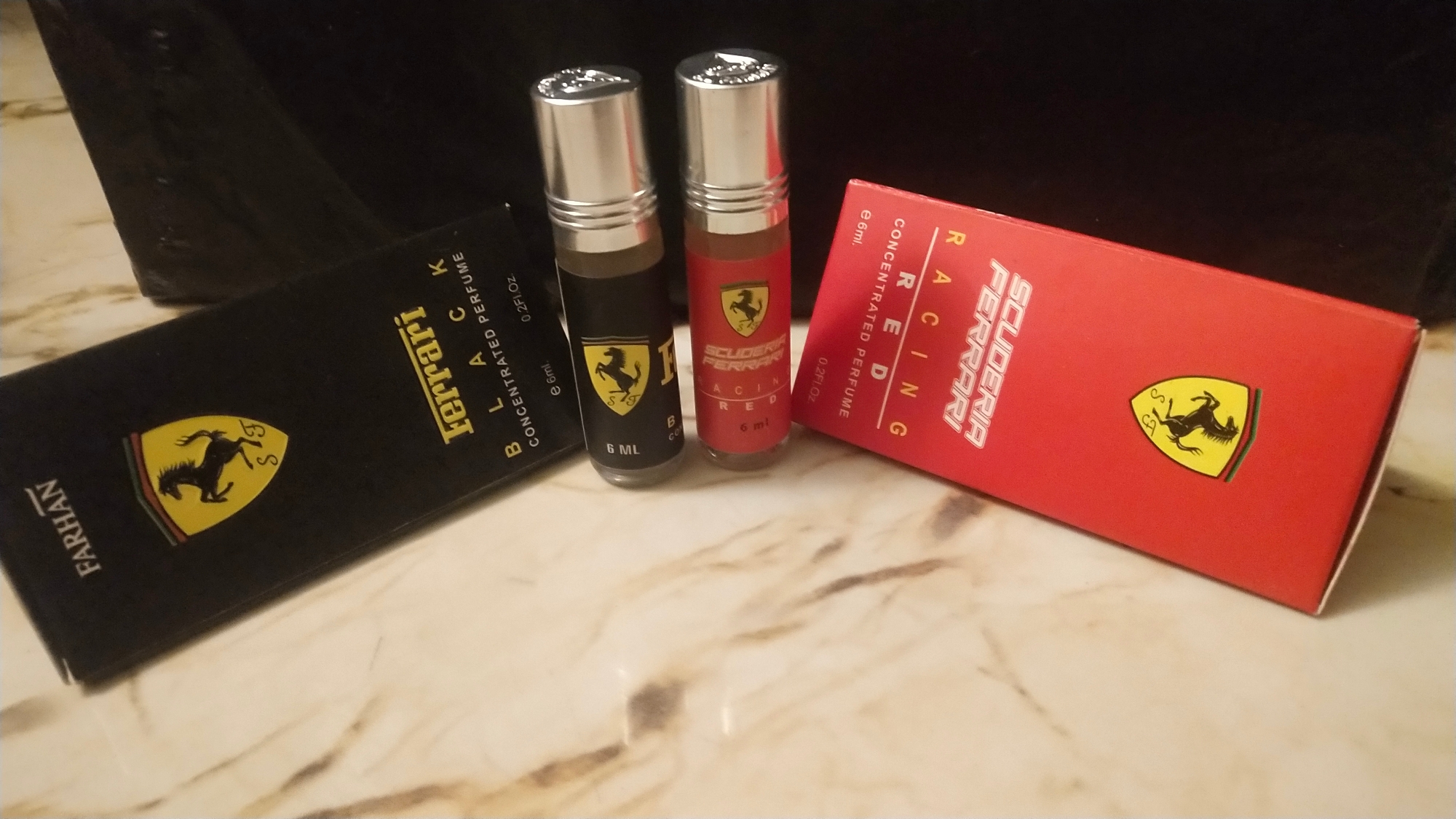 Picture of Combo of Ferrari Black & Scuderia Ferrari Red by Al Farhan Concentrated Perfume Oil Long Lasting Non-alcoholic Fragrance - 6ml+6ml Picture of Combo of Ferrari Black & Scuderia Ferrari Red by Al Farhan Concentrated Perfume Oil Long Lasting Non-alcoholic Fragrance - 6ml+6ml