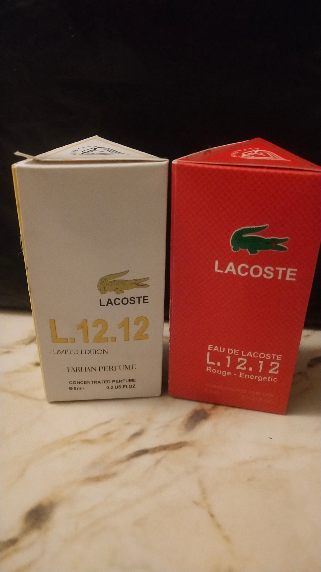 Picture of Combo of Lacoste Limited Edition & Lacoste Rouge Energetic by Al Farhan Concentrated Perfume Oil Long Lasting Non-alcoholic Fragrance - 6ml+6ml Picture of Combo of Lacoste Limited Edition & Lacoste Rouge Energetic by Al Farhan Concentrated Perfume Oil Long Lasting Non-alcoholic Fragrance - 6ml+6ml