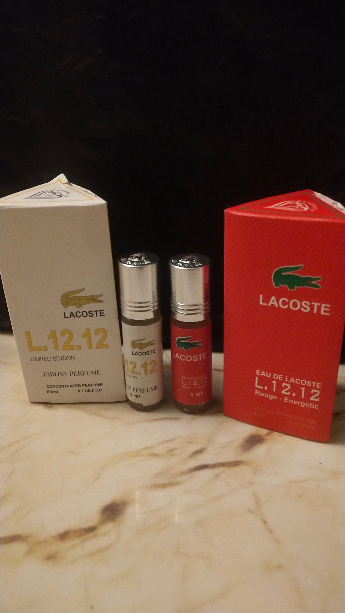 Picture of Combo of Lacoste Limited Edition & Lacoste Rouge Energetic by Al Farhan Concentrated Perfume Oil Long Lasting Non-alcoholic Fragrance - 6ml+6ml Picture of Combo of Lacoste Limited Edition & Lacoste Rouge Energetic by Al Farhan Concentrated Perfume Oil Long Lasting Non-alcoholic Fragrance - 6ml+6ml