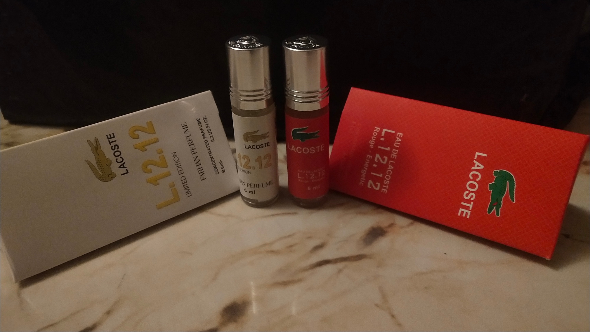 Picture of Combo of Lacoste Limited Edition & Lacoste Rouge Energetic by Al Farhan Concentrated Perfume Oil Long Lasting Non-alcoholic Fragrance - 6ml+6ml Picture of Combo of Lacoste Limited Edition & Lacoste Rouge Energetic by Al Farhan Concentrated Perfume Oil Long Lasting Non-alcoholic Fragrance - 6ml+6ml