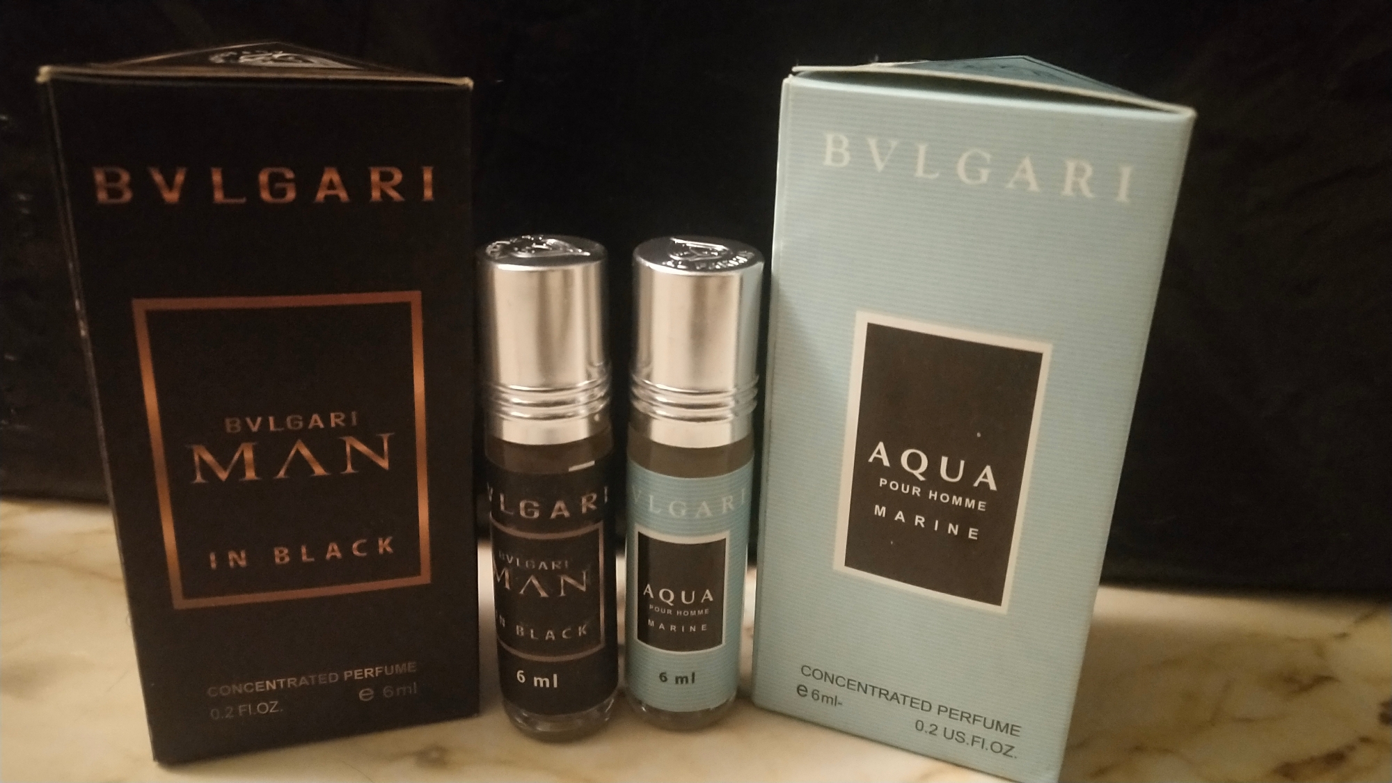 Picture of Combo of Bvlgari Man In Black & Bvlgari Aqua Pour Hommr Marine  By Al Farhan Concentrated Perfume Oil Long Lasting Fragrance - 6ml+6ml Picture of Combo of Bvlgari Man In Black & Bvlgari Aqua Pour Hommr Marine  By Al Farhan Concentrated Perfume Oil Long Lasting Fragrance - 6ml+6ml