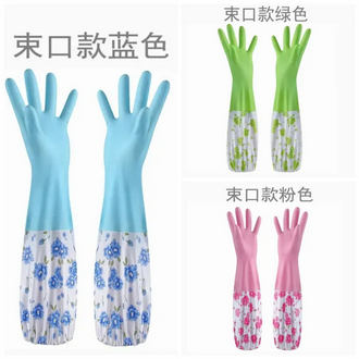 Picture of 1 pair Household Gloves with Soft Fiber lining Extra Long Cuff and Vinyl Textured Grip for Women, Reusable Gloves for Dish Washing, Latex Free, Elbow Length Picture of 1 pair Household Gloves with Soft Fiber lining Extra Long Cuff and Vinyl Textured Grip for Women, Reusable Gloves for Dish Washing, Latex Free, Elbow Length