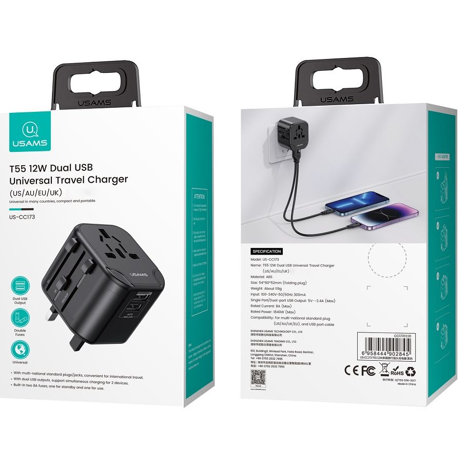 Picture of Usams T55 12W Dual USB Universal Charger