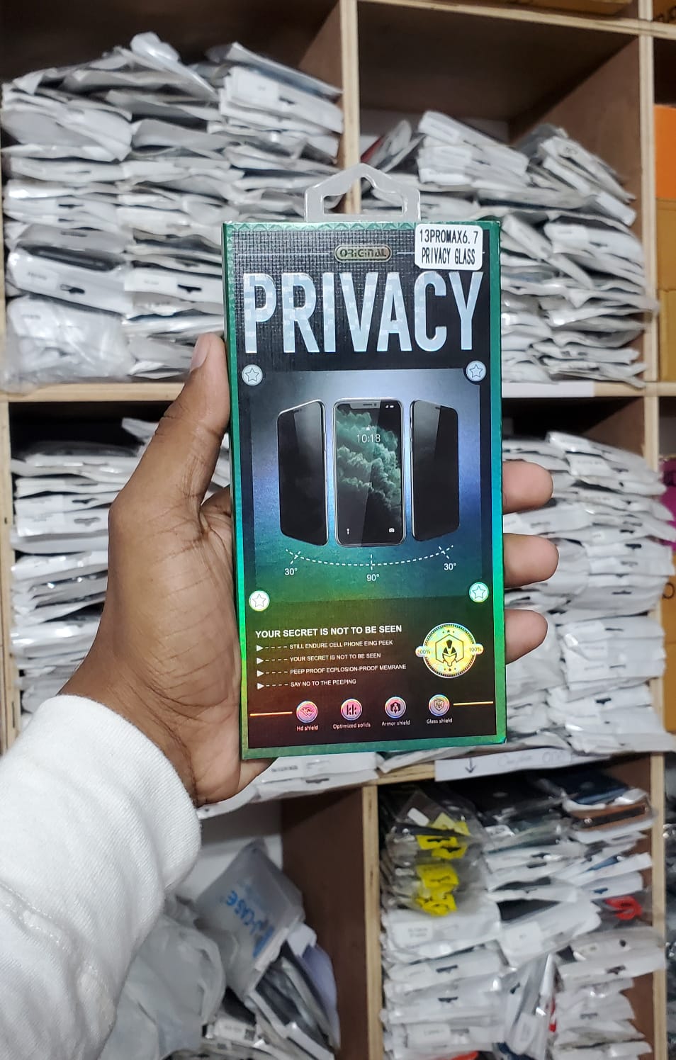 Picture of for Apple iPhone 13 Pro Max Privacy Antibacterial Edge to Edge Screen Protector