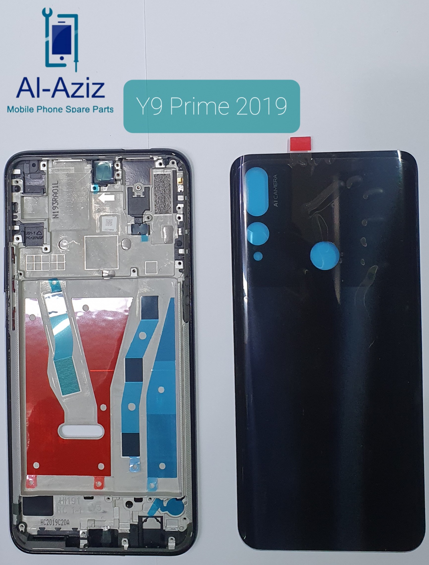 Picture of Huawei y9 prime 2019 সম্পূর্ণ হাউজিং অরিজিনাল কেসিং বডি ব্যাক গ্লাস মাঝারি lcd ফ্রেম রিয়ার ব্যাটারি ডোর কভার রিপ্লেসমেন্ট