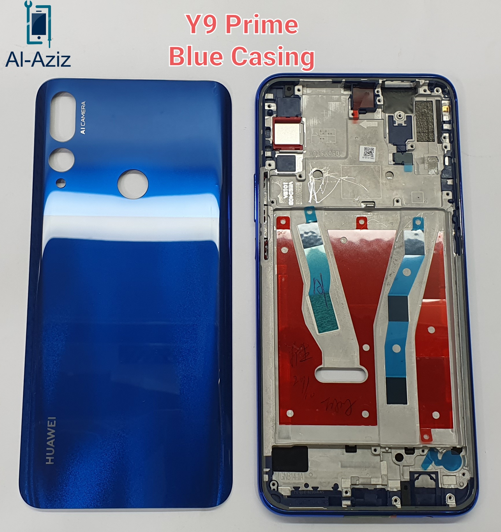Picture of Huawei y9 prime 2019 সম্পূর্ণ হাউজিং অরিজিনাল কেসিং বডি ব্যাক গ্লাস মাঝারি lcd ফ্রেম রিয়ার ব্যাটারি ডোর কভার রিপ্লেসমেন্ট