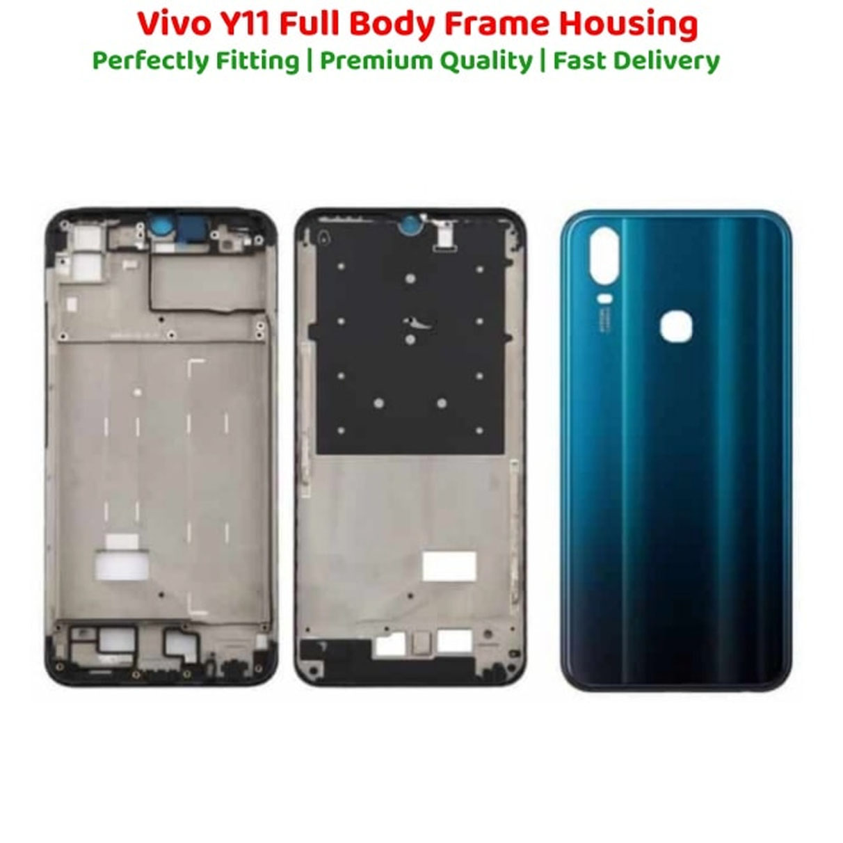 Picture of Housing Panel + Battery Door for Vivo Y11 2019 / Vivo Y12i – Full Body Back Shell Replacement with Camera and Button Slots (OEM Quality)