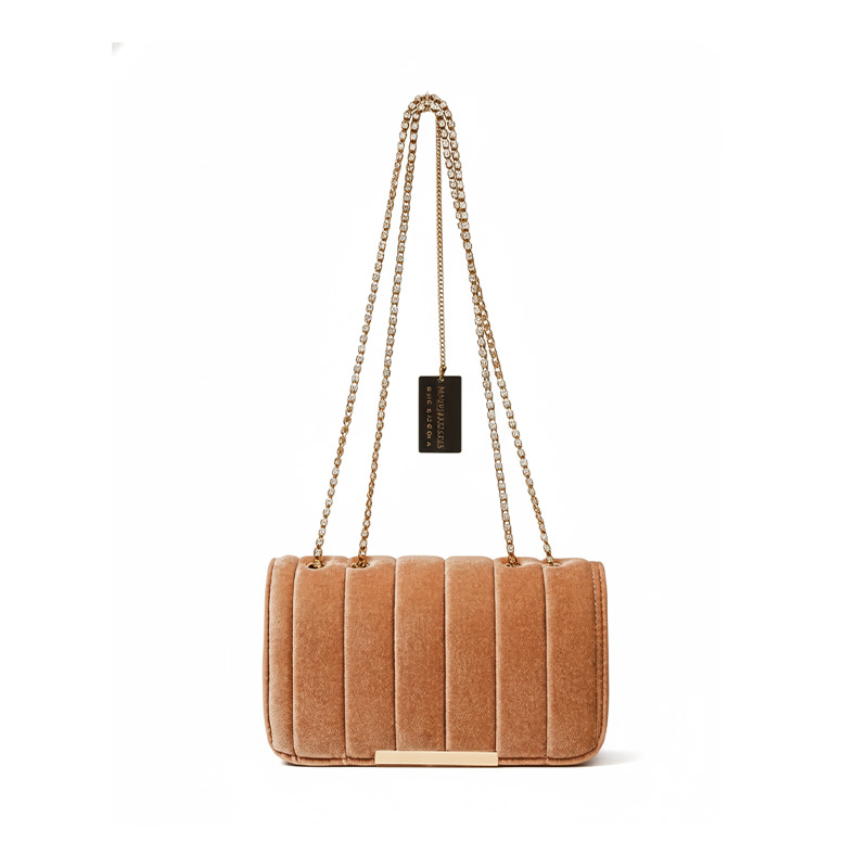 Picture of Velvet stylish handbag for women - Brown