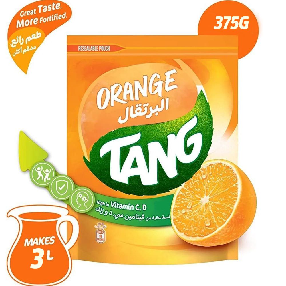 Picture of Tang Orange Flavoured Instant Drink Powder Pouch 375gm Picture of Tang Orange Flavoured Instant Drink Powder Pouch 375gm