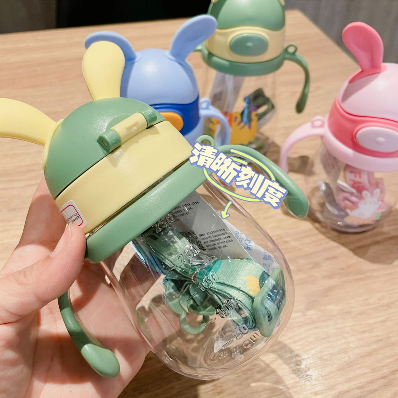 250 ml rabbit water pot Picture of Kids water bottle with straw Cartoon kids reusable travel bpa free children water bottle with straw/strap  portable baby feeding cup