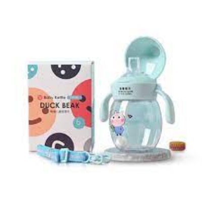 Duckbeck Waterpot Picture of 250ml Children's Kids Double Handle Plastic Water Bottle With Ball Straw Baby No-spill Leakproof Drinking Water Milk Sippy Cup