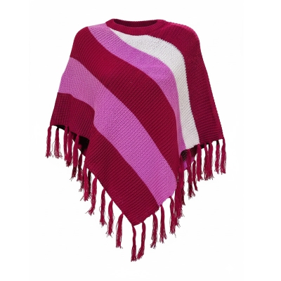 Picture of Ladies Poncho Sweater Winter Collection Wool Blend V-Neck Short Sleeve Khaki Pullover