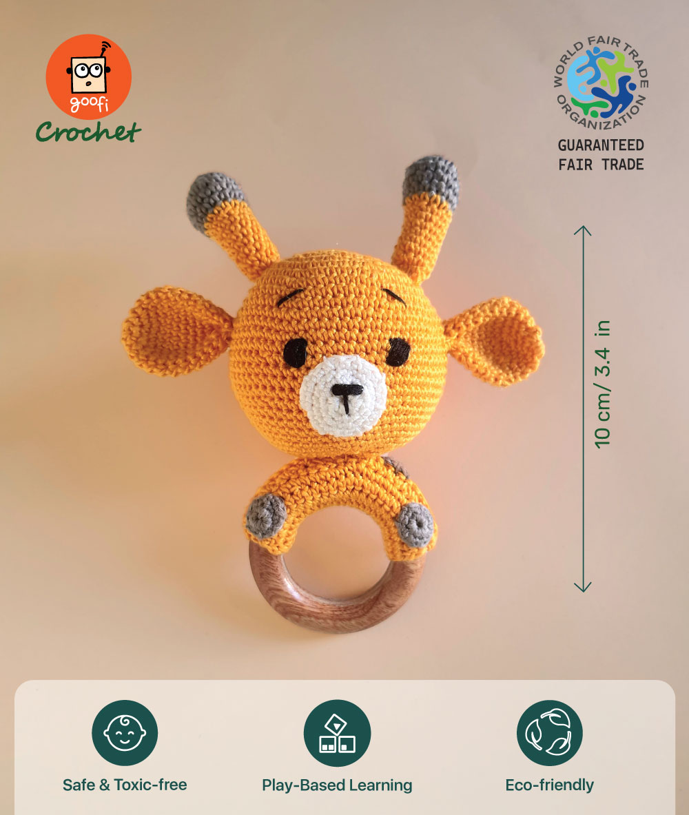 Picture of Wooden Goofi Crochet Giraffe Teether and Rattle (0 Months to 2 Years) Picture of Wooden Goofi Crochet Giraffe Teether and Rattle (0 Months to 2 Years)