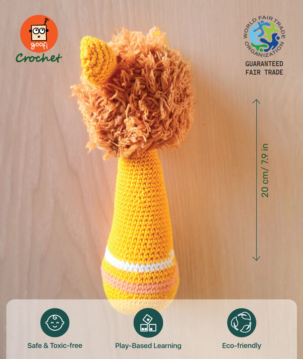 Picture of Goofi Crochet Rattle- Lion Baby Picture of Goofi Crochet Rattle- Lion Baby