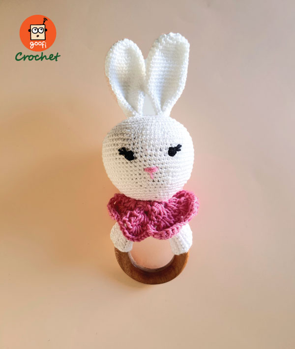 Picture of Wooden Goofi Crochet White Bunny Teether and Rattle (0 Months to 2 Years) Picture of Wooden Goofi Crochet White Bunny Teether and Rattle (0 Months to 2 Years)