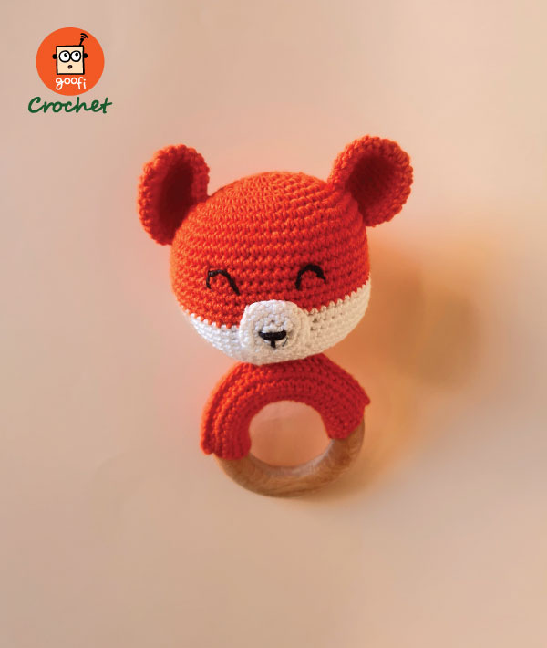 Picture of Wooden Goofi Crochet Fox Teether and Rattle (0 Months to 2 Years) Picture of Wooden Goofi Crochet Fox Teether and Rattle (0 Months to 2 Years)