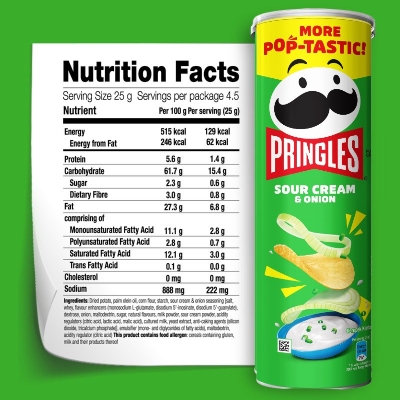 Picture of Pringles Sour Cream & Onion Potato Chips 134gm Picture of Pringles Sour Cream & Onion Potato Chips 134gm