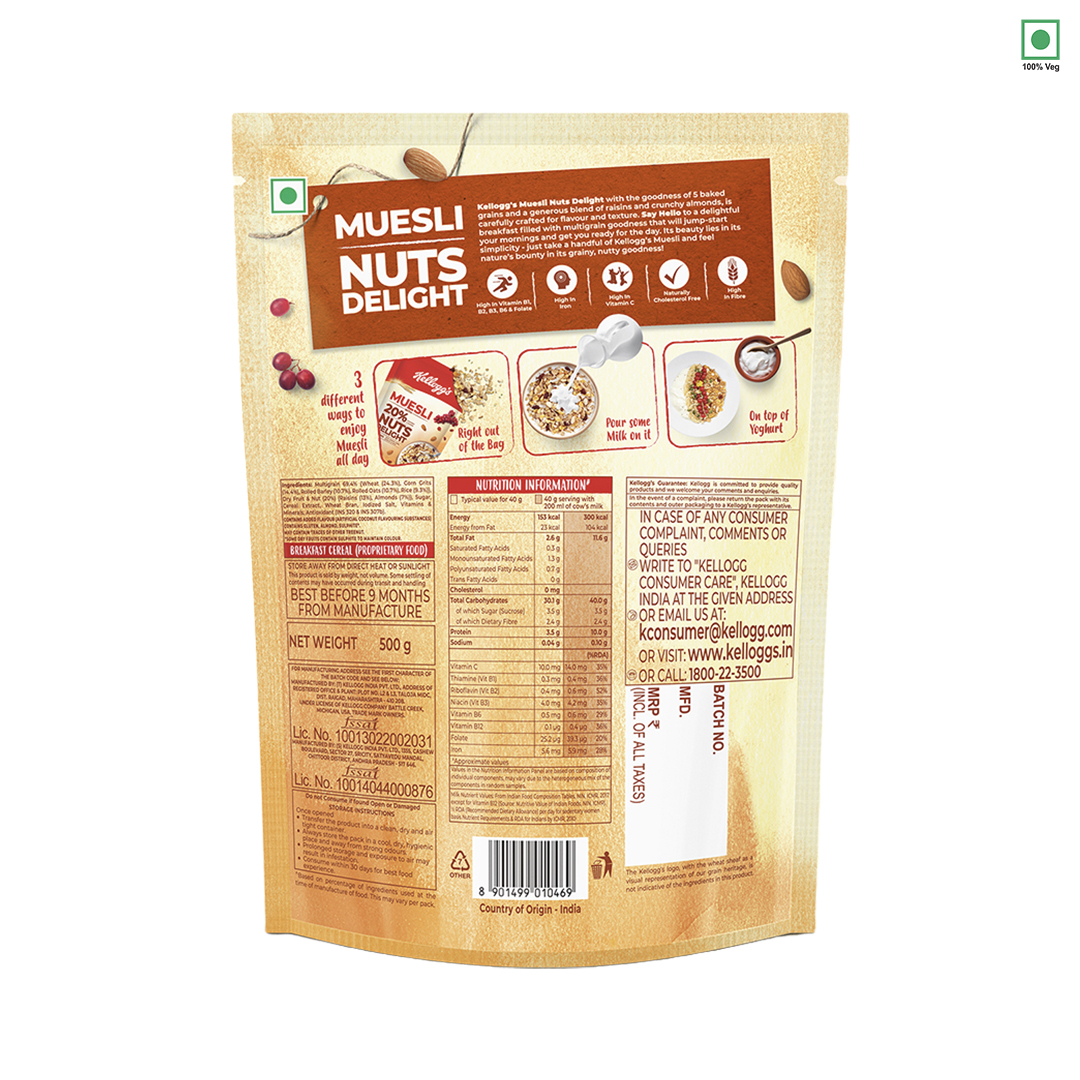Picture of Kellogg's Muesli Nut Delight Breakfast Cereal 500gm Picture of Kellogg's Muesli Nut Delight Breakfast Cereal 500gm