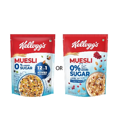 Picture of Kellogg's Muesli 0% Added Sugar Breakfast Cereal 500gm Picture of Kellogg's Muesli 0% Added Sugar Breakfast Cereal 500gm