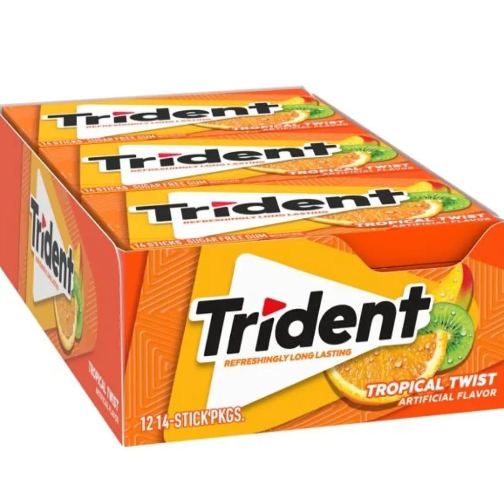 Picture of Trident Tropical Twist Sugar Free Chewing Gum,12 Packs