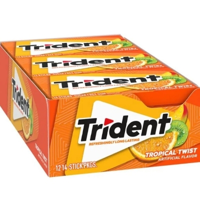 Picture of Trident Tropical Twist Sugar Free Chewing Gum,12 Packs