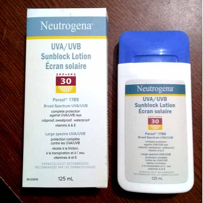 Picture of International USA Product Neutrogena UVA/UVB Sunblock Lotion, SPF, FPS 30, 4 Fluid Ounce (125 ml)