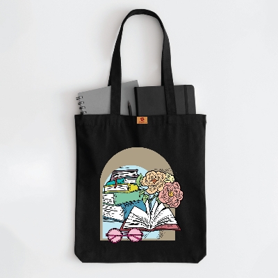 Picture of SamiaCraft Cotton Canvas Tote Bag with Zipper for Women & Students University, College Fashion - Everyday Daily Use