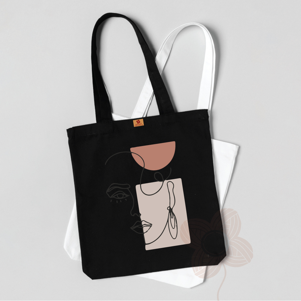 Picture of SamiaCraft Unique Designed Cotton Canvas Tote Bag with Zipper for Women & Students University, College Fashion