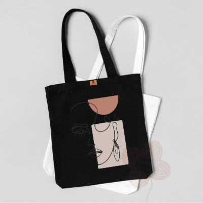 Picture of SamiaCraft Unique Designed Cotton Canvas Tote Bag with Zipper for Women & Students University, College Fashion