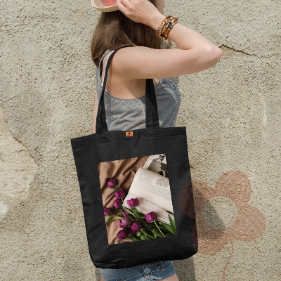 Picture of SamiaCraft Floral Design Cotton Canvas Tote Bag with Zipper for Women & Students University, College Fashion