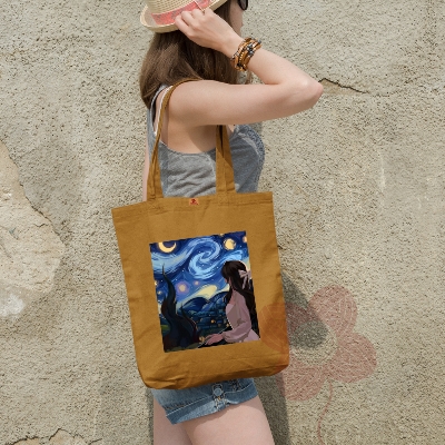 Picture of Samia Craft Glamorous On-the-Go Stylish, Modern and Fashionable Daily Vogue Cotton Canvas Print Tote Bag with Zipper for School College University