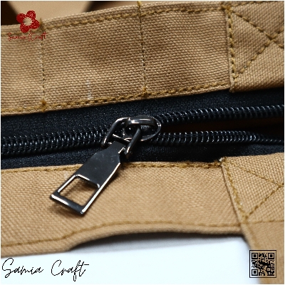 Picture of Samia Craft Aesthetic Leaf Printed Canvas Tote Bag with Zipper - For nature lovers School, College, University - Stylish, Fashionable