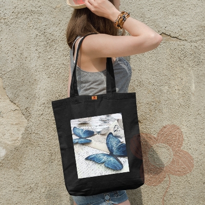 Picture of Samia Craft Butterfly Printed Tote Bag with Zipper - Canvas Tote Bag with Zipper Closure for Women for School, College, University Students - SamiaCrafts