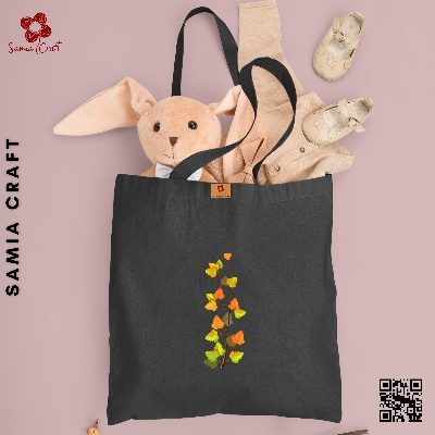 Picture of SamiaCraft Floral Design Cotton Canvas Tote Bag with Zipper for Women & Students University, College Fashion - Everyday Daily Use