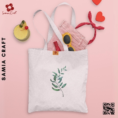 Picture of SamiaCraft Floral Design Cotton Canvas Tote Bag with Zipper for Women & Students University, College Fashion