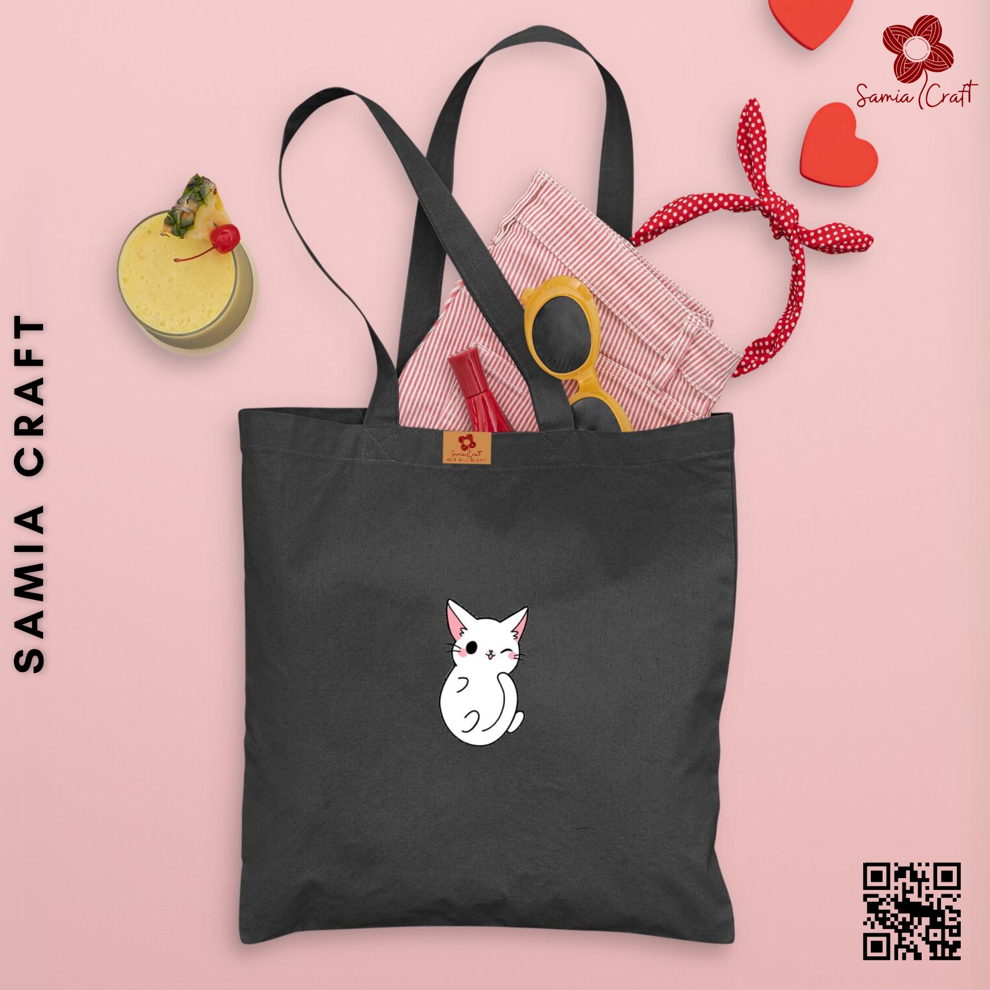 Picture of SamiaCraft Beautiful New Designed Cotton Canvas Tote Bag with Zipper for Women & Students University, College Fashion