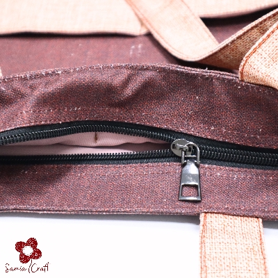 Picture of Samia Craft Classic Casual Carryall Canvas Tote Bag With Outside Pocket for Women - Fabric Tote Bag with Zipper