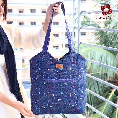 Picture of Samia Craft Modern Minimalist Carryall Women's Canvas Tote Bag with Zipper & Outside Pocket – Fashionable & Eco-Friendly