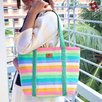 Picture of Samia Craft Unique Design Cotton Canvas Tote Bag for Girls with Zipper – Small Tote for University and Shopping