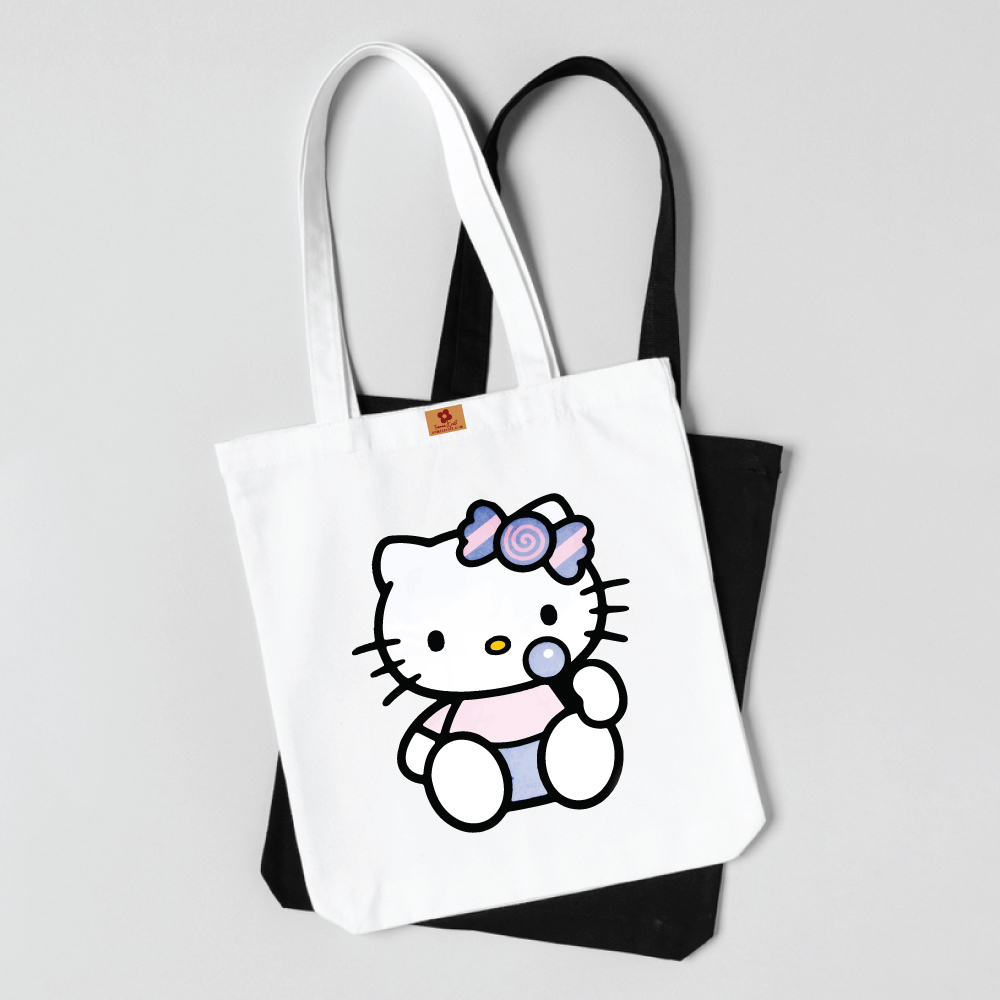 Picture of SamiaCraft Treandy Hello kitty Printed Canvas Tote Bag with Zipper – Large Capacity for University & College