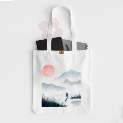 Picture of Samia Craft Special Korean & Chinese Mountain Artwork Printed Canvas Tote Bag - Fashionable, Stylish and trendy