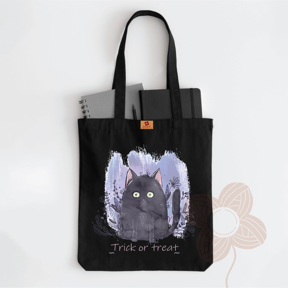 Picture of Samia Craft Aesthetic Kitty Design Printed Canvas Tote Bag with Zipper - For Cats Lovers and School, College, University - Stylish, Fashionable