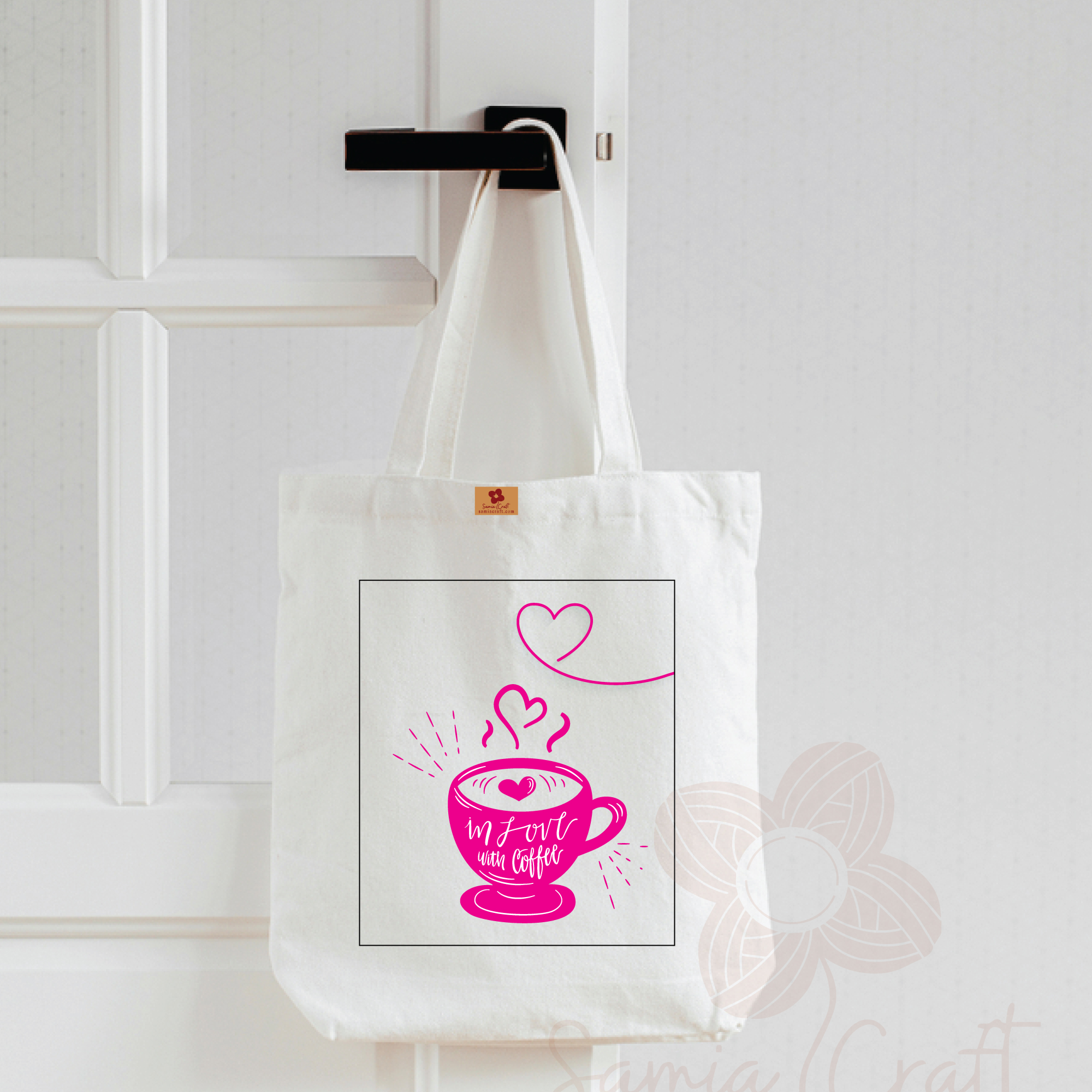 Picture of Samia Crafts Valentine's Canvas Tote Bag with Zipper-cup of love