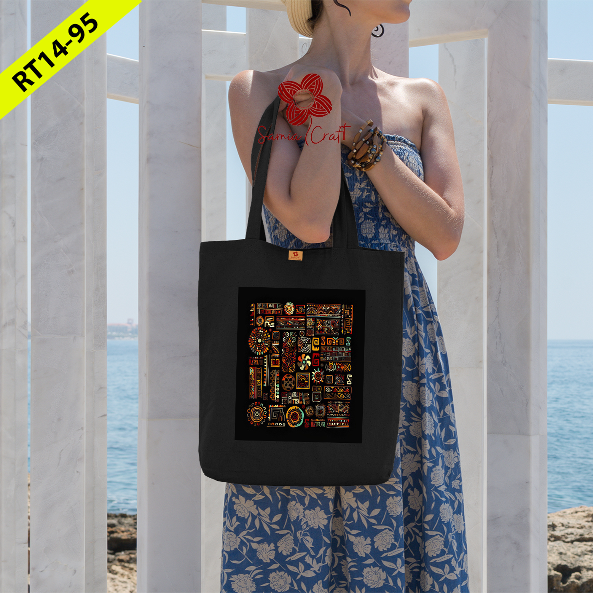 Picture of Samia Craft Aesthetic, Fashionable Women’s Charm Stylish and Eco-Friendly Canvas Tote Bag with Zipper - Suitable for School College University Students