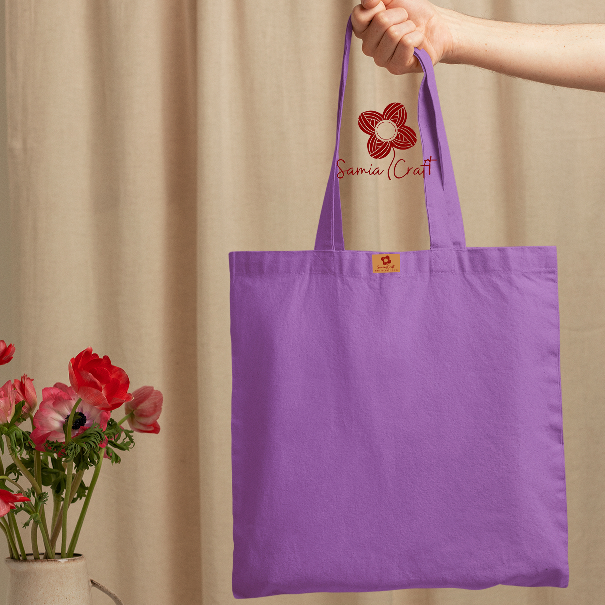 Picture of SamiaCrafts 13/14 Top Handle Canvas Tote Bag Purple Color With Zipper - Simple Plain Solid Color Hand and Shoulder Bag for Regular and Daily Use Picture of SamiaCrafts 13/14 Top Handle Canvas Tote Bag Purple Color With Zipper - Simple Plain Solid Color Hand and Shoulder Bag for Regular and Daily Use