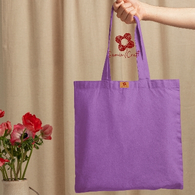 Picture of SamiaCrafts 13/14 Top Handle Canvas Tote Bag Purple Color With Zipper - Simple Plain Solid Color Hand and Shoulder Bag for Regular and Daily Use Picture of SamiaCrafts 13/14 Top Handle Canvas Tote Bag Purple Color With Zipper - Simple Plain Solid Color Hand and Shoulder Bag for Regular and Daily Use