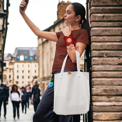 Picture of Samia Crafts 13/14Inc Fashionable Top Handle Canvas Tote Bag - Simple Plain Solid Color Best Fabric & Shopping Bag For Daily Use