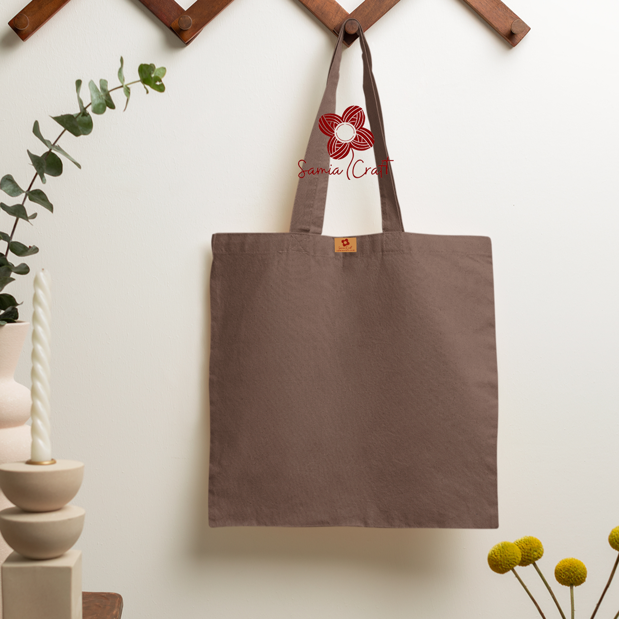 Picture of SamiaCrafts 13/14Inch Top Handle Tote Canvas Bag Coffee Color With Zipper - Simple, Plain, Solid Color Beautiful Hand and Shoulder Bag for Everyday and Daily Use Picture of SamiaCrafts 13/14Inch Top Handle Tote Canvas Bag Coffee Color With Zipper - Simple, Plain, Solid Color Beautiful Hand and Shoulder Bag for Everyday and Daily Use