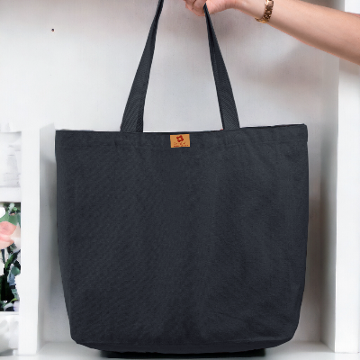 Picture of Samia Crafts Fashionable Simple Plain Solid Color Hand and Shoulder Canvas Tote Bag For Girls With Zipper for Everyday Daily Use